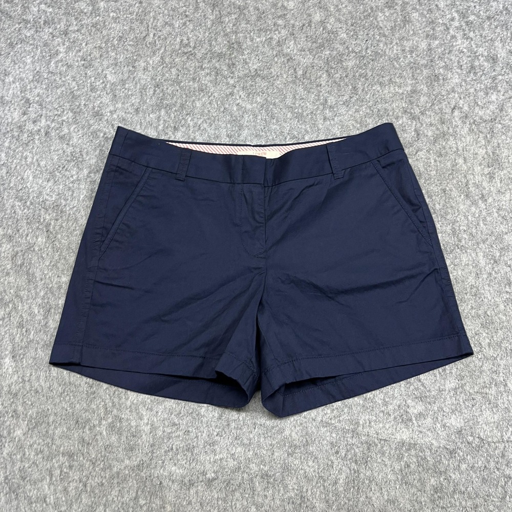 J Crew Chino Shorts Womens 10 Navy Blue 100% Cotton Brokenin Casual Summer Prep